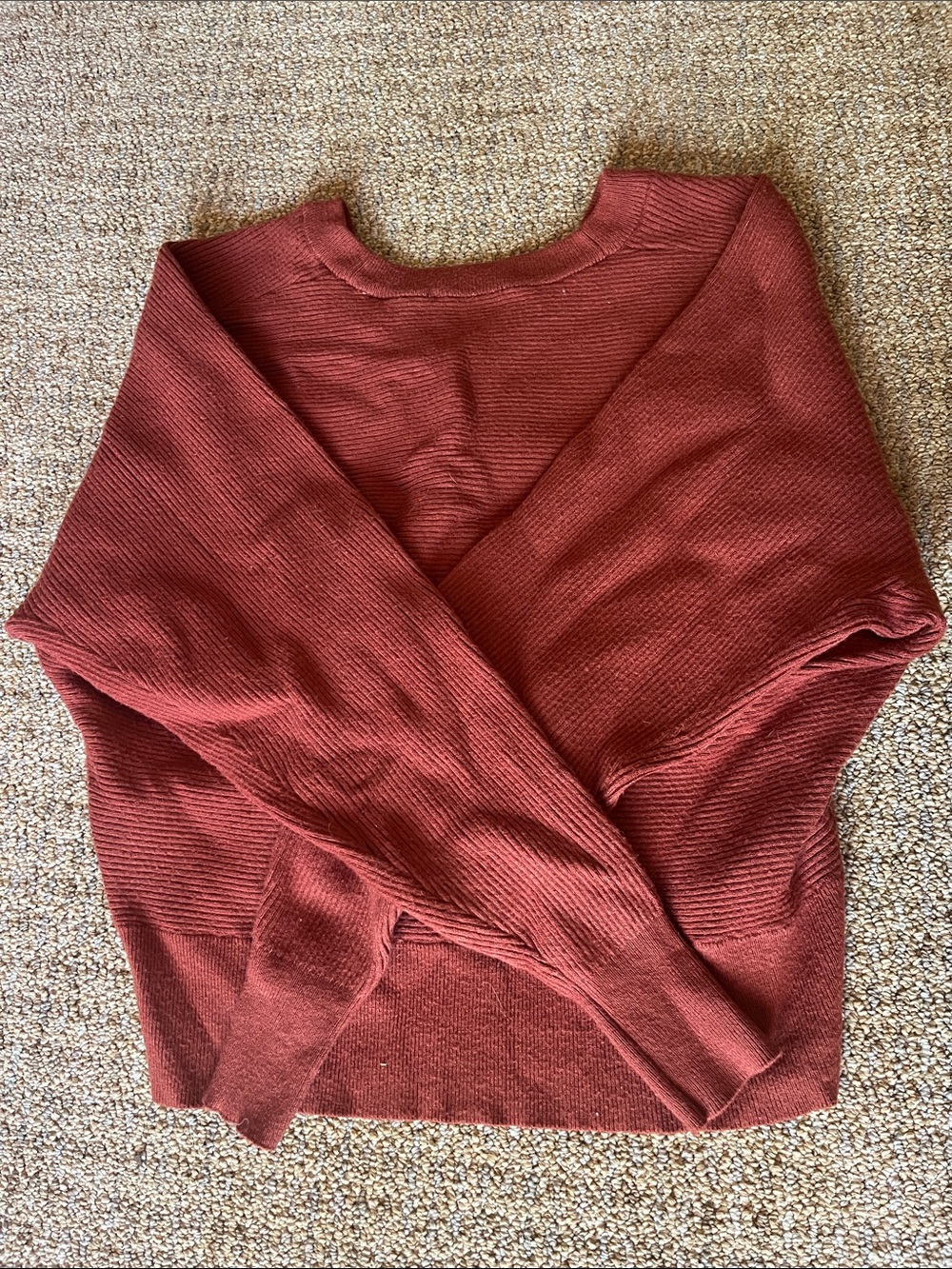Tahari~ Button-Front Rust Red Ribbed Knit Sweater - Picture 3 of 3